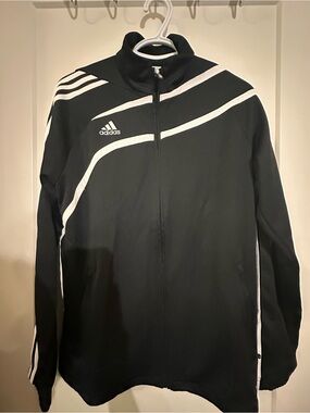 adidas Black Performance Track Jacket with White Stripes